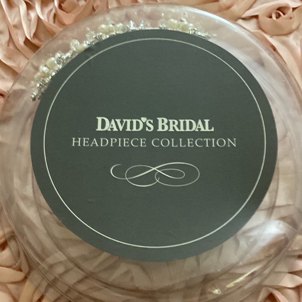 David’s Bridal silver, crystals and pearls headpiece